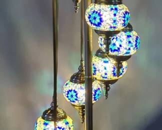 Turkish Mosaic Floor Lamp With 7 Globes, 47" Tall 
