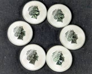 2017 Australian 50 Cent Victory In The Pacific Silver Coins, Qty 6, Each Is 1/2 oz .9999 Fine Silver 