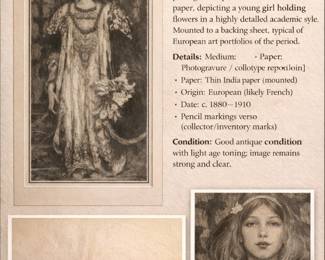 Antique European art print details 