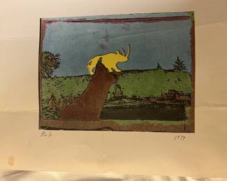 Signed by Artist Robert W. Fichter -1974 with letter on reverse $400