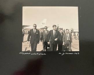 Signed by Artist AJ Meek - First Professional Photograph - JFK at RAF in England $1,200