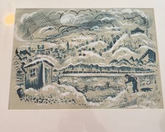 By Harvey Harris (1915 -1999)- 1946 View of Pittston, PA $300