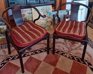 Pair Vintage Chinese Horseshoe Chairs