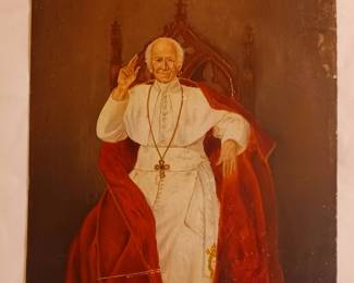Antique Oil Painting Of Pope 