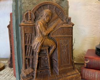 vintage metal cast book ends