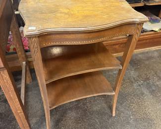 3 tier solid wood antique side table