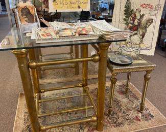 brass and glass side table