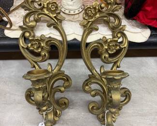 vintage gold tone wall sconces