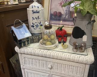 vintage wicker dresser