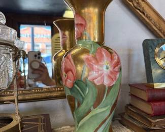 Vintage Bonhams ceramic vase with hand painted floral