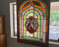 Stained Glass Window with Christ