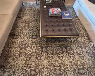 Leather tufted coffee table and rug