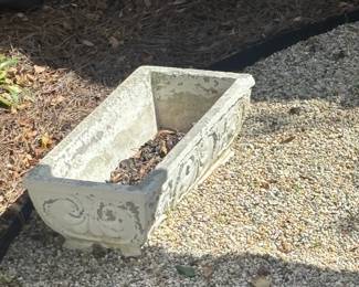 rectangular cast stone or concrete garden planter
