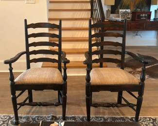 Pair, British regional style ladder armchairs