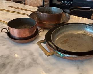 Copper kitchenware with patina