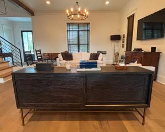 Dark Oak & Brass Credenza/Sideboard