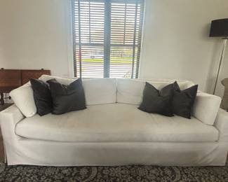 7 foot Restoration Hardware Belgian Track Arm Couch, washable cover