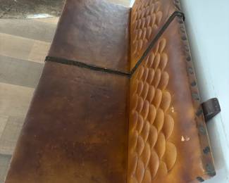 Antique Leather Spanish Colonial / Baroque Style Bench