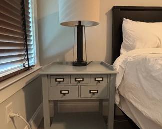 Set of two World Market Gray Preston 5 drawer bedside tables
