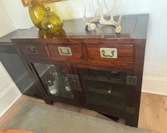Dark Wood Asian-Style Sideboard/Bar Cabinet