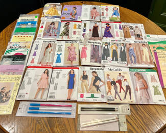 Lot 30: Lot of Sewing Patterns, Tracing Paper, Marker Pencils, & Instruction Booklets