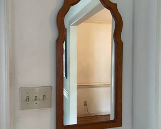 D3 - $60. Half Moon Hall Table and Mirror. Table measures 24”w 12” d 27” t. Mirror measures 16” w 35” t