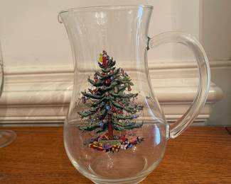 D29 - $50. Vintage Spode Water Pitcher and 12ct goblets set. 