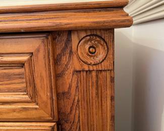 D1 - $150. Giuseppe Arcase English Oak buffet. Measures 38” wide x 17” Deep x  30.5” tall. 