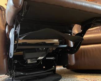 D4 - $750 each. 2 available. Haverty’s Magnus leather power swivel recliners. Brandy color pattern.  These are on the smaller side. Ideal for someone around 5’5”.   Measures 32”wide x 31”deep x 39” tall. Extremely comfortable and in great condition. No pets or smoking. 