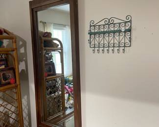 D25 - $400. Stanley bedroom set. Queen size bed, side table, tall, dresser, short dresser with two wall hanging mirrors. Bedside table measures 25” wide x 16” deep x 21.75” tall. Top is worn. Veneer chipped on the bottom.  Tall dresser measures 36” wide x 18.5” deep x 54” tall. Four drawers and three cubbies. Wear on doors from use.  Queen size headboard 49” tall. Mattress was used with a cover on it. Frame is on wheels. Frame is attached to the headboard. Long dresser measures 74” wide x 18.5” deep x 29.5 inches tall. Nine drawers. Some wear and veneer chipped off. Solid construction. Two mirrors measure 19“ wide x 45“ tall. 