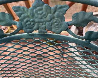 D34 - $150. Patio table and 4 chairs with umbrella stand. Umbrella may need to be replaced. Metal/iron painted green. Solid and sturdy. Table measures 58” wide x 38” deep x 27” tall. 