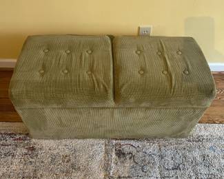 D6 - $30. Sage green storage bench. Measures 38” wide x 17” deep x 17” tall. 