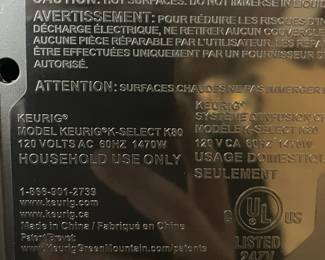 D17 - $20. Keurig coffee maker. Model K80. 