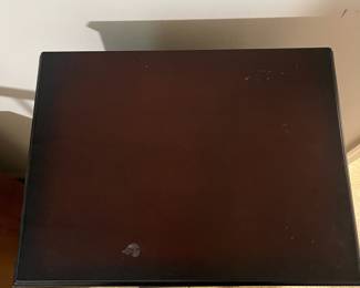 D24 - $40. Queen Anne style wooden jewelry box. Cherry finish. Measures 15.75” wide x 12” deep x 40” tall.  Some light scratches but overall good condition. Felt in the bottom two drawers is peeling, but easily repairable.