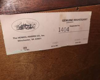 Mahogany Henkel Harris chest, style 2401
