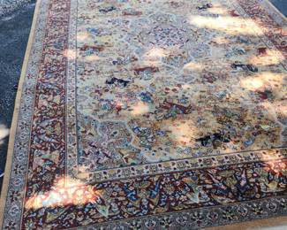 Horse themed wool area rug, measures 104"x 148"