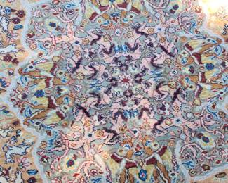 Horse themed wool area rug, measures 104"x 148"
