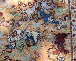Horse themed wool area rug, measures 104"x 148"