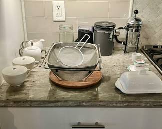 French press, bean grinder and other kitchen items