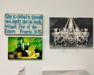 "Dramatic Entrance Night" art canvas print by Oliver Gal, hand-painted proverb , and "La Torre Ristorante" art canvas print