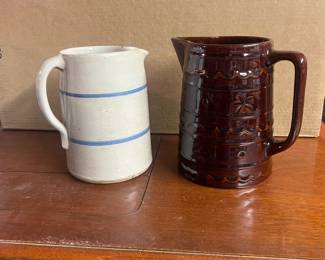 Pair Stoneware Pitchers