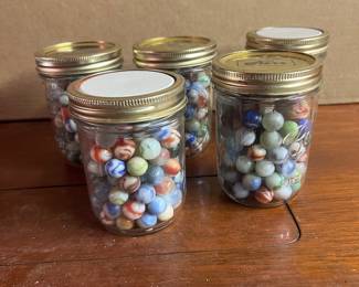 5 Jars of old marbles