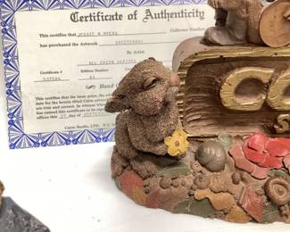 CAIRN STUDIO GREETINGS SIGN AND TWO TOM CLARK GNOMES DEM AND REP ALL WITH CERTIFICATE OF AUTHENTICITY RABBIT HAS A SMALL CHIP ON EAR