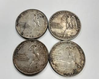 4) 1925 Stone Mtn. Half Dollar coins Commemorative U.S. half dollars 90 percent silver.