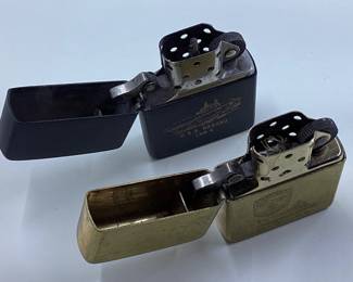 2) US Navy ship Zippos USS NASSAU LHA 4, USS FOX CG 33