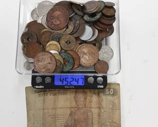452 GRAMS Foreign currency 1) 50 PIASTRES BILL FROM EGYPT, British, Chinese, Trinidad, French, Austria, Netherlands, Israel, Denmark, Canada, Swiss, Portugal