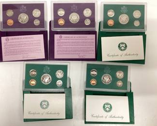  5) U.S. mint clad proof sets 1992 thru 1996