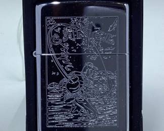 Fishing Joe camel Zippo Etched joe camel fishing vintage lighter