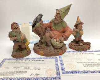 3) TOM CLARK GNOMES FOSTER, CHEER AND TARHEEL IS SIGNED ALL HAVE CERTIFICATE OF AUTHENTICITY