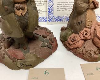 2) SIGNED TOM CLARK GNOMES WITH CERTIFICATE OF AUTHENTICITY ROSIE AND DANNY PROMOTION PIECE
